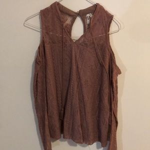 Lace cold shoulder long sleeve